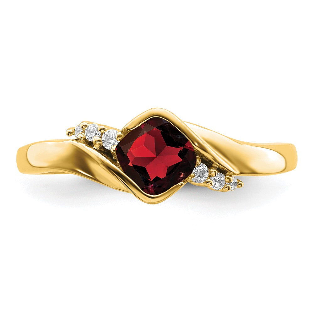 10K Gelbgold Granat und Diamant Ring