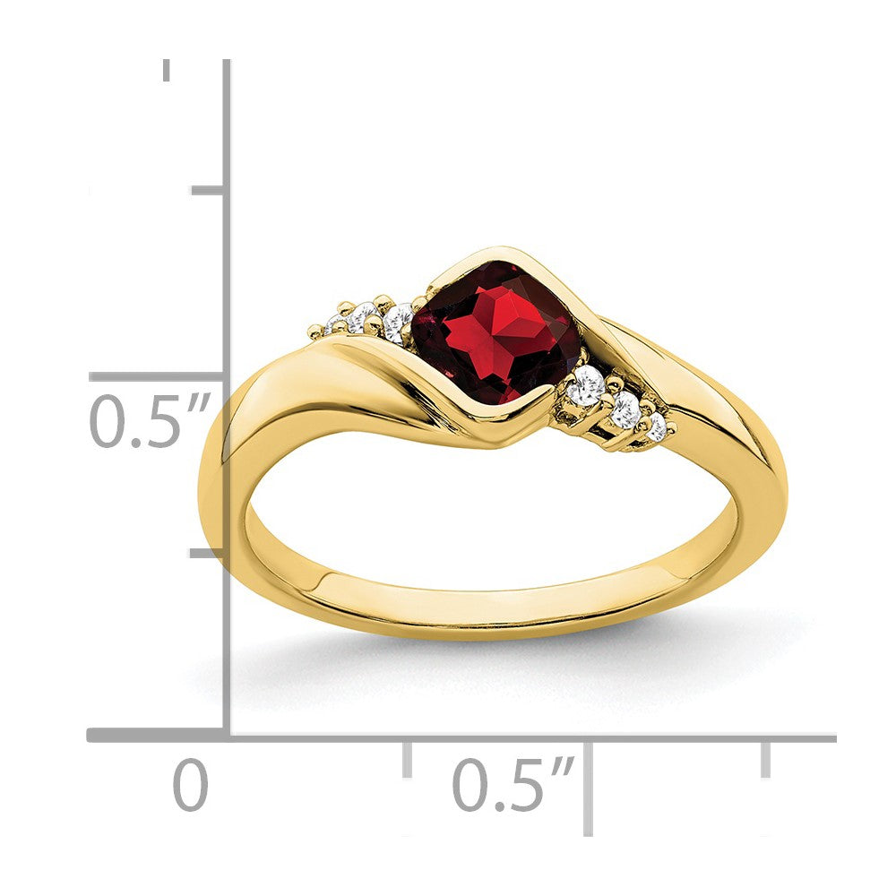 10K Gelbgold Granat und Diamant Ring