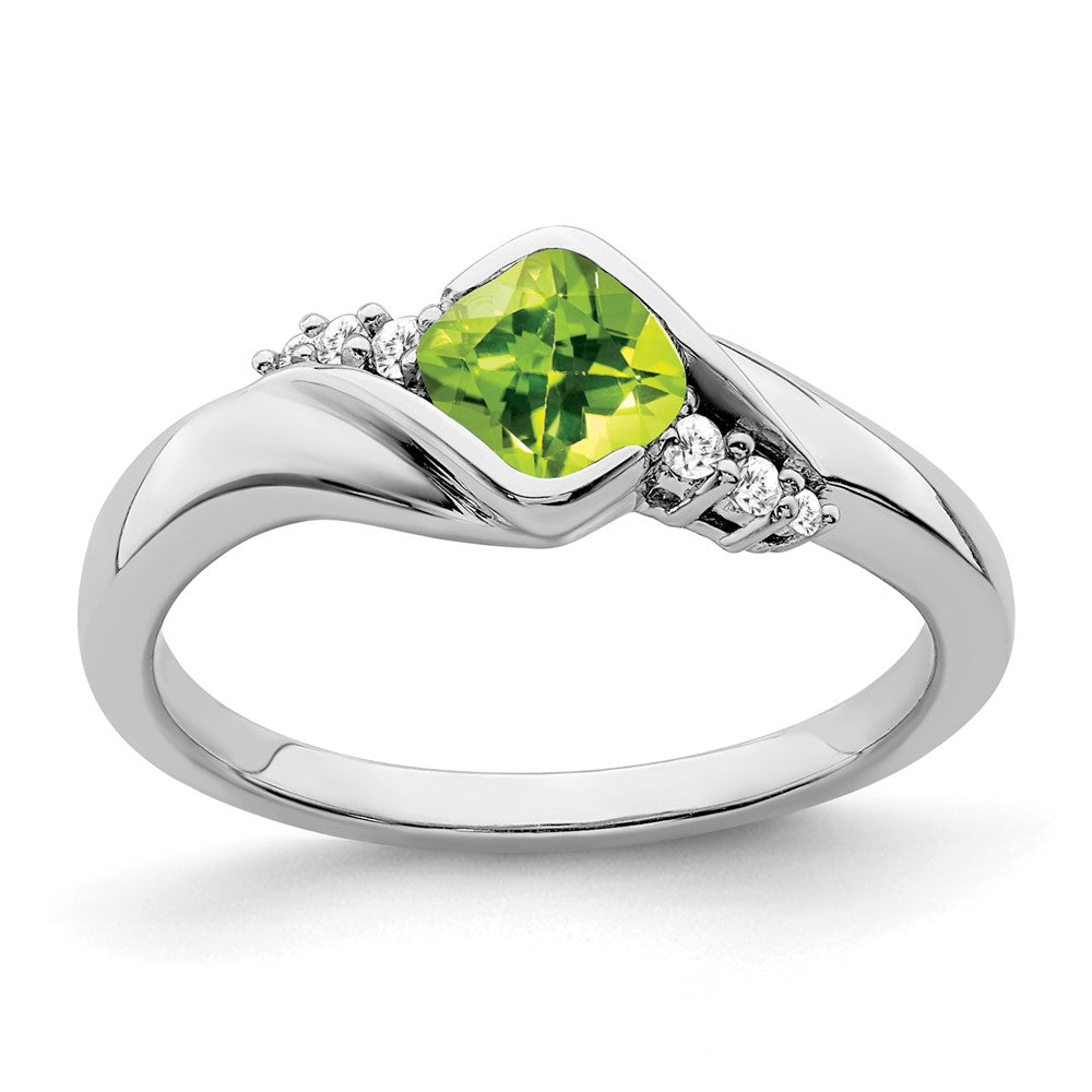 10K Weißgold Peridot und Diamant Ring