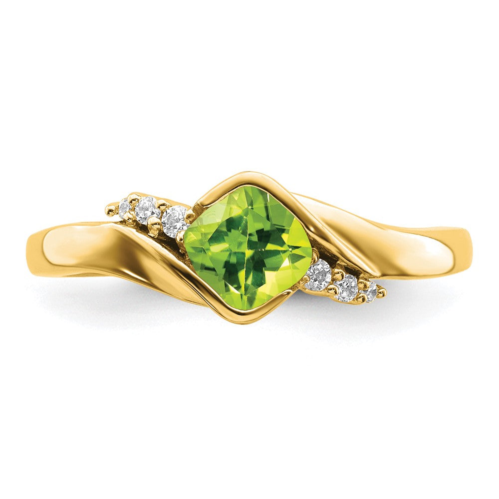 10K Gelbgold Peridot und Diamant Ring