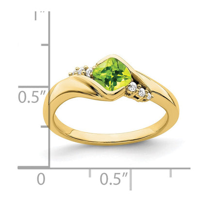 10K Gelbgold Peridot und Diamant Ring