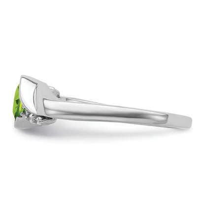 14K Weißgold Ring mit Peridot und echten Diamanten