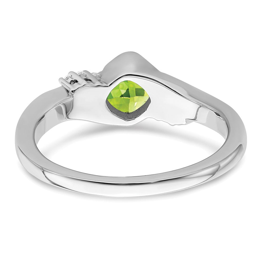 14K Weißgold Ring mit Peridot und echten Diamanten