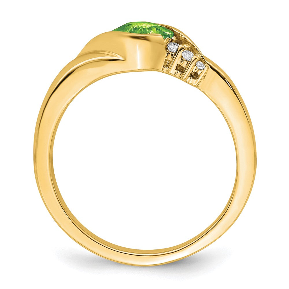 14K Gelbgold Ring mit Peridot und echten Diamanten