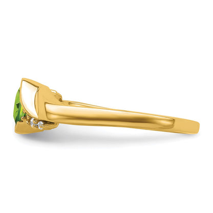 14K Gelbgold Ring mit Peridot und echten Diamanten