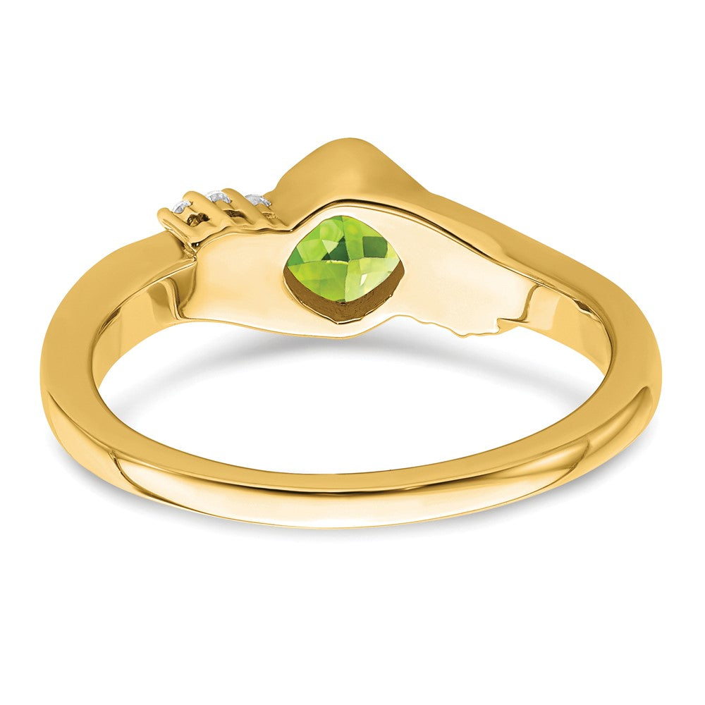 14K Gelbgold Ring mit Peridot und echten Diamanten