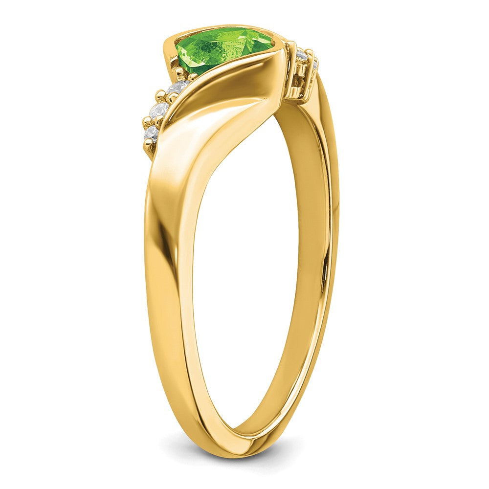 14K Gelbgold Ring mit Peridot und echten Diamanten