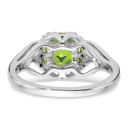 14K Weißgold Ring mit Peridot und echten Diamanten