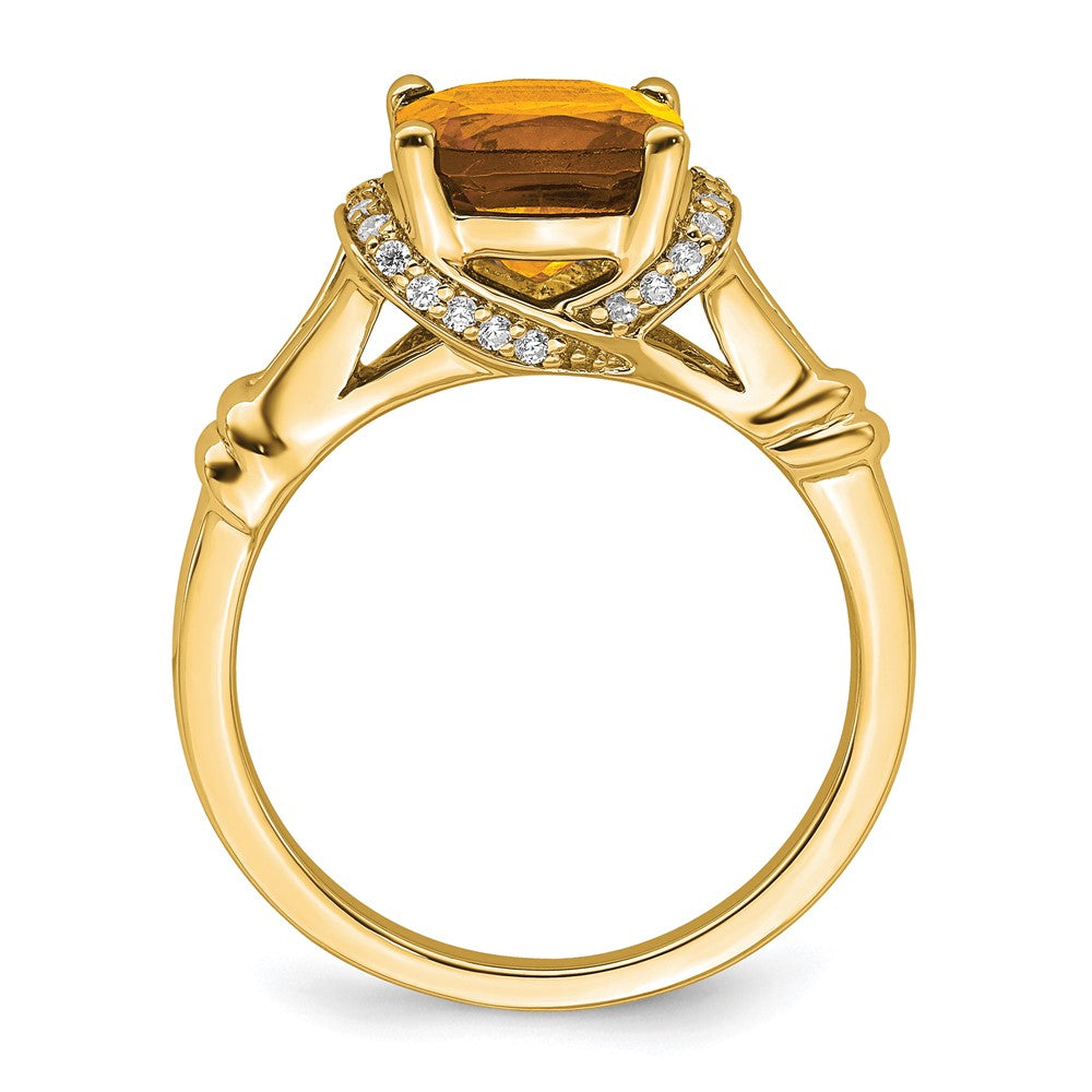 14K Gelbgold Ring mit Citrin und echten Diamanten