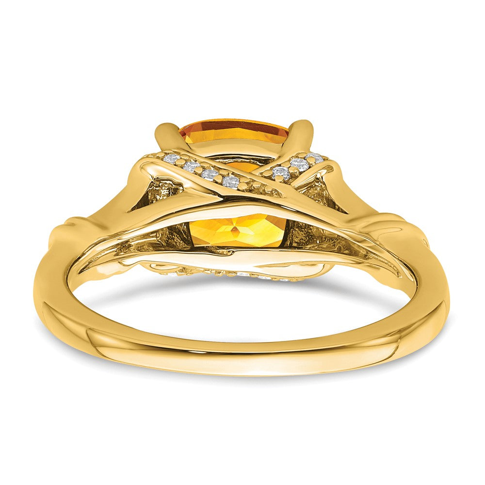 14K Gelbgold Ring mit Citrin und echten Diamanten