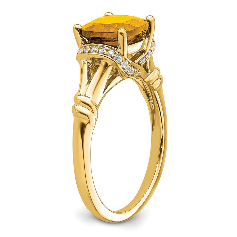 14K Gelbgold Ring mit Citrin und echten Diamanten