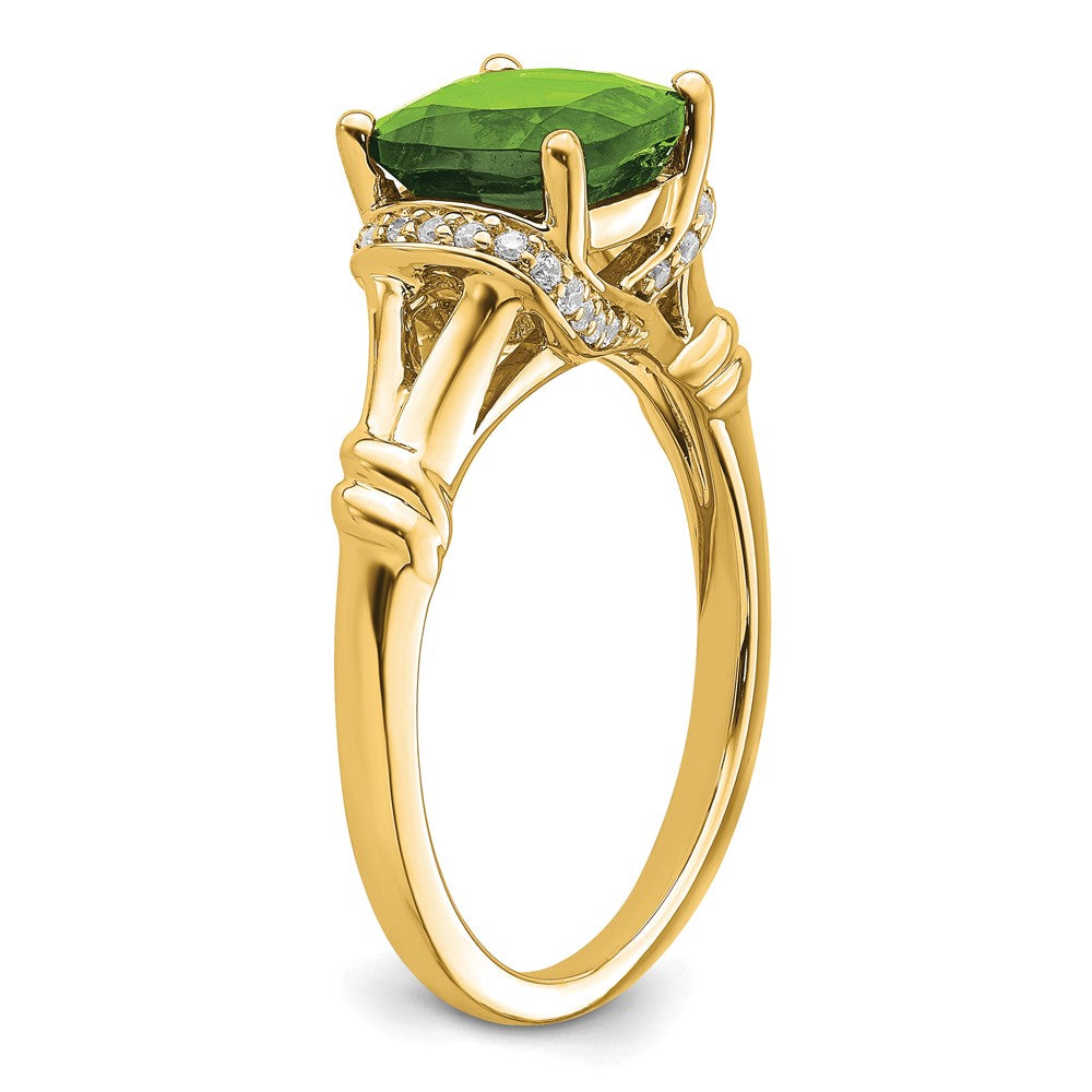 14K Gelbgold Ring mit Peridot und echtem Diamant
