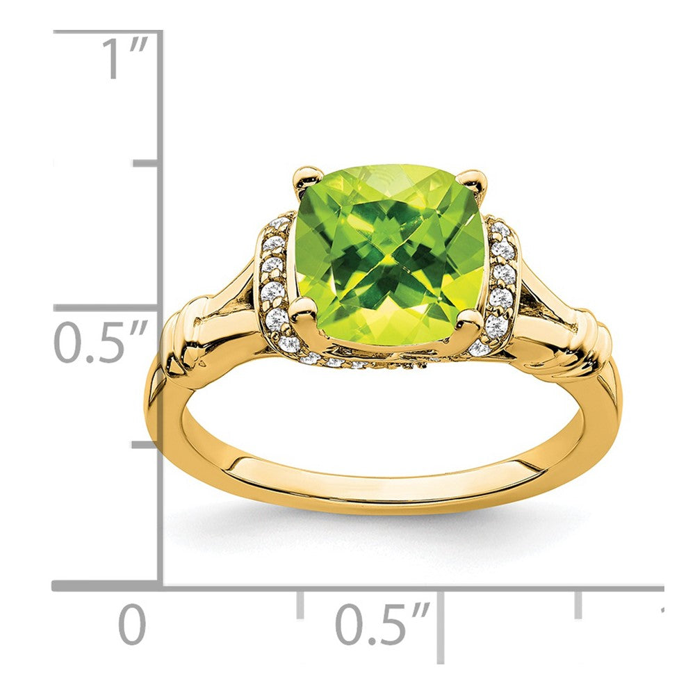 14K Gelbgold Ring mit Peridot und echtem Diamant