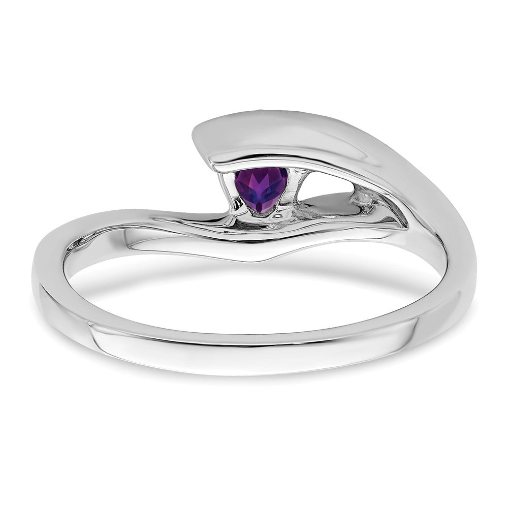 14K Weißgold Ring mit Trillion-Amethyst und echten Diamanten