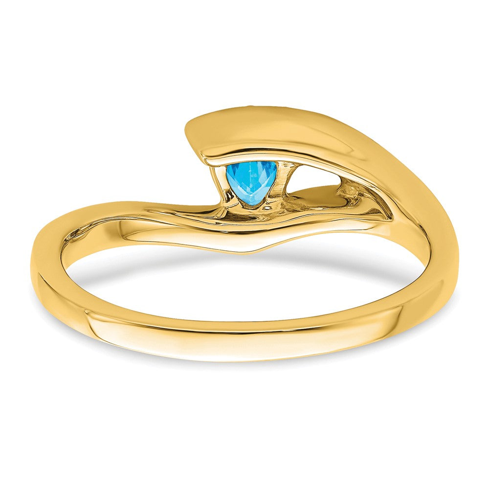 585 Gelbgold Ring mit Trillion-Blautopas und echten Diamanten