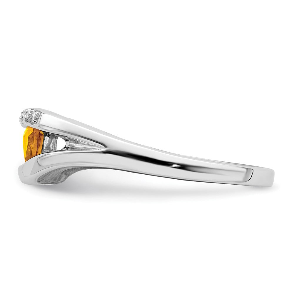 14K Weißgold Ring mit Trillion-Citrin und echten Diamanten