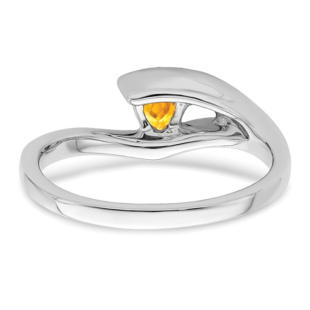 14K Weißgold Ring mit Trillion-Citrin und echten Diamanten
