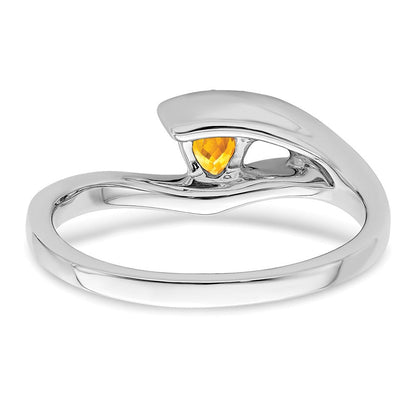 14K Weißgold Ring mit Trillion-Citrin und echten Diamanten