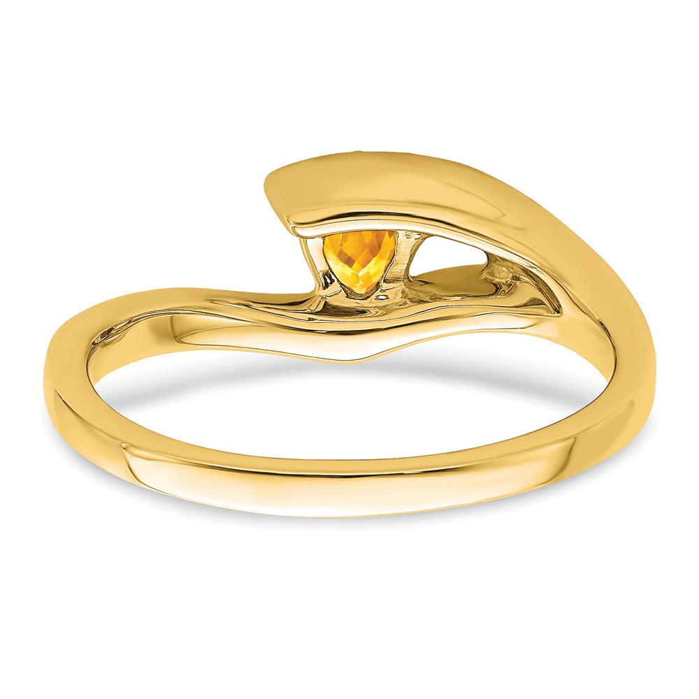 14K Gelbgold Ring mit Trillion-Citrin und echten Diamanten