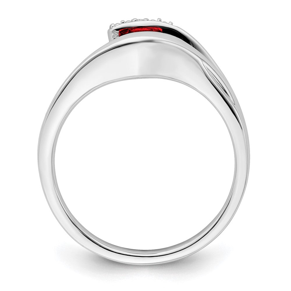 14K Weißgold Ring mit Trillion-Granat und echten Diamanten