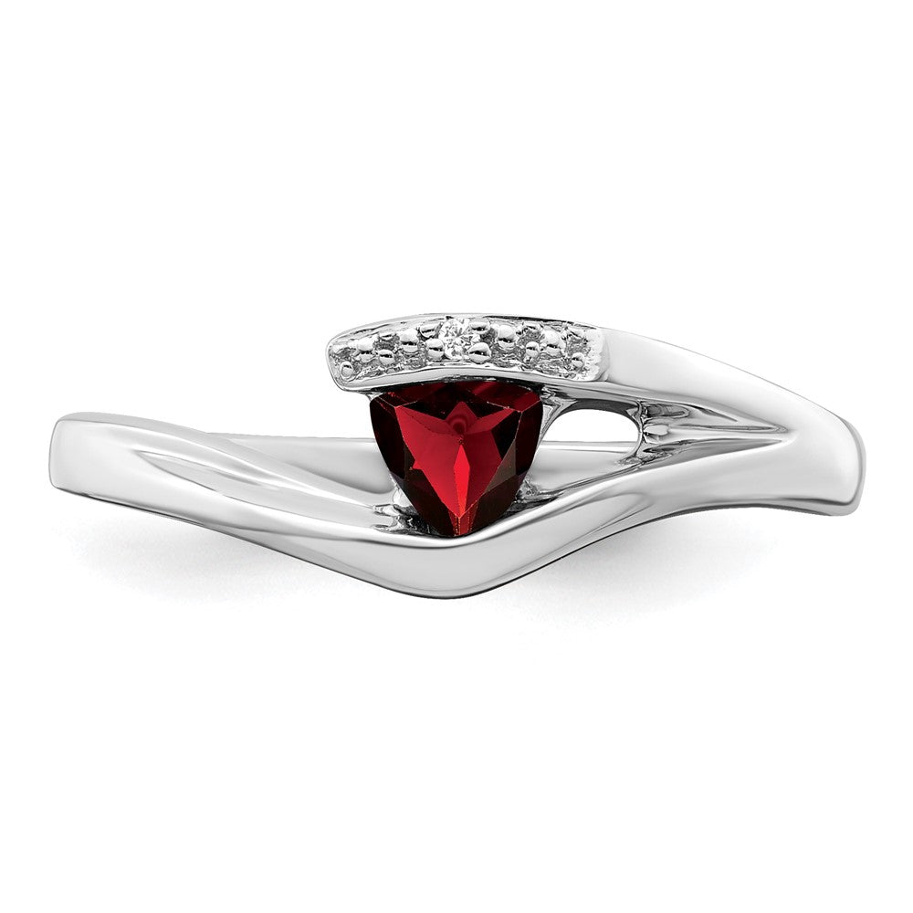 14K Weißgold Ring mit Trillion-Granat und echten Diamanten