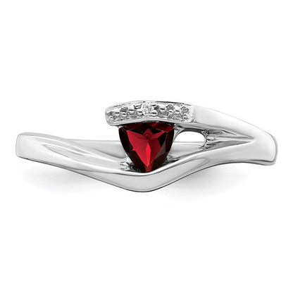 14K Weißgold Ring mit Trillion-Granat und echten Diamanten