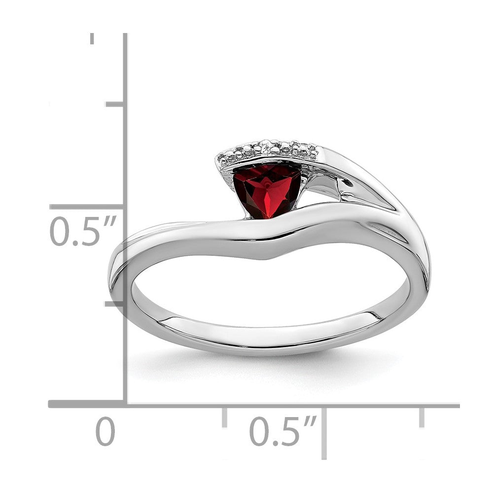 14K Weißgold Ring mit Trillion-Granat und echten Diamanten