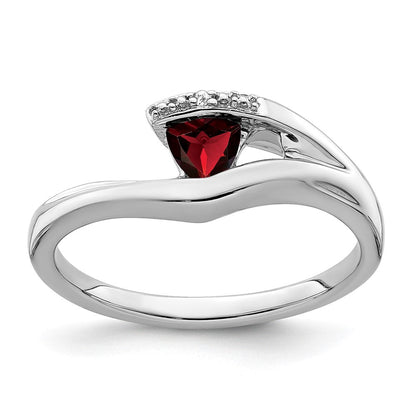 14K Weißgold Ring mit Trillion-Granat und echten Diamanten