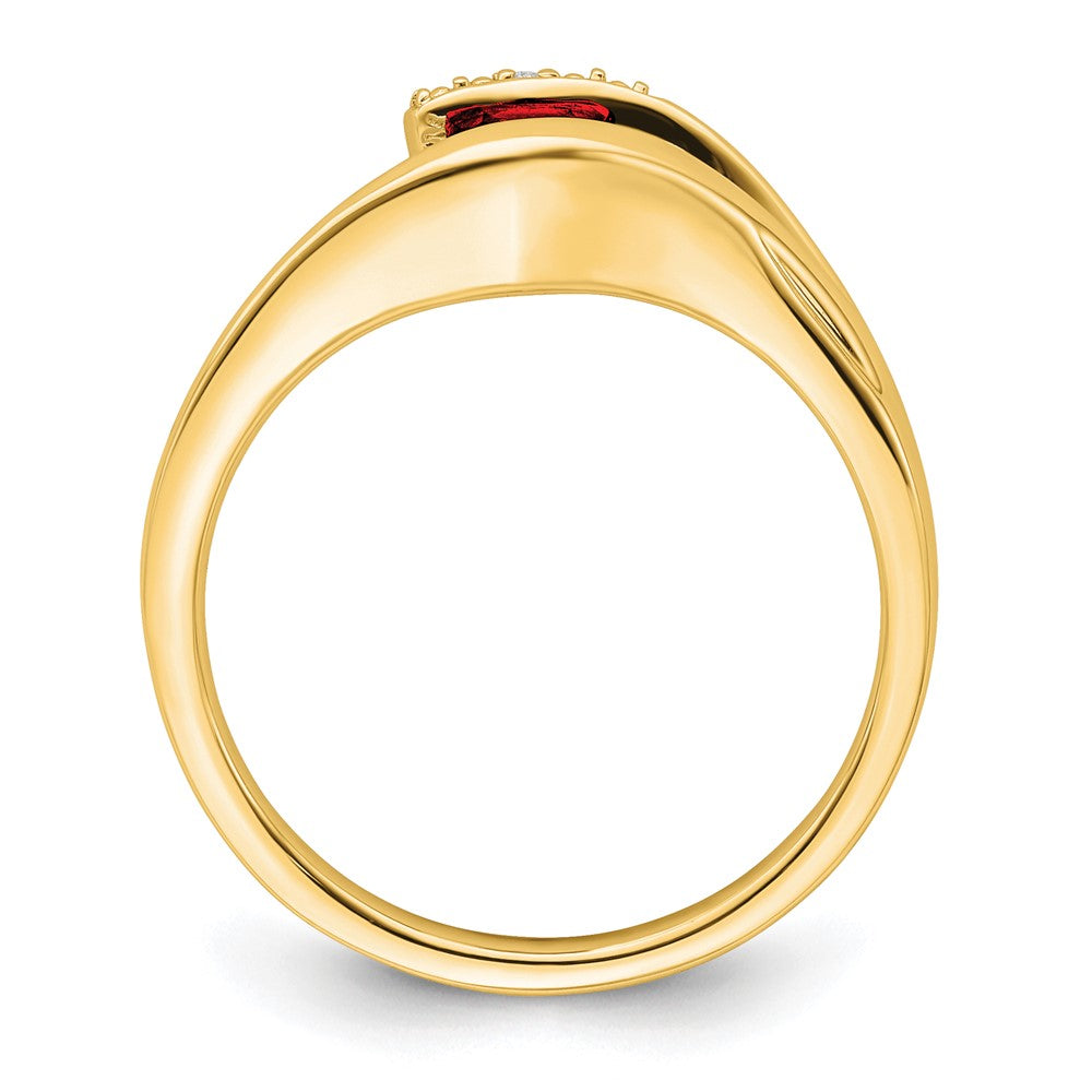14K Gelbgold Ring mit Trillion-Granat und echten Diamanten