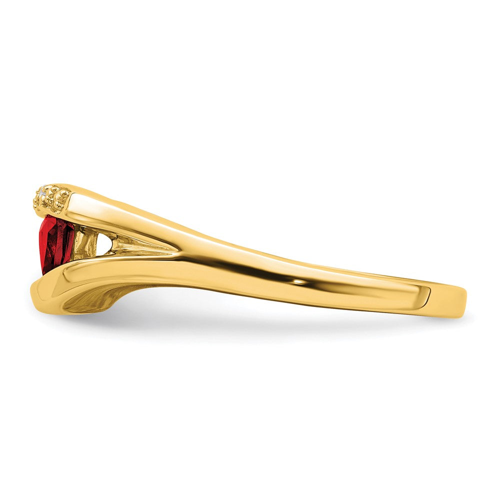 14K Gelbgold Ring mit Trillion-Granat und echten Diamanten