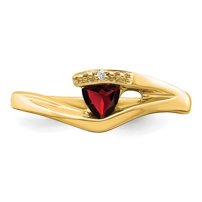 14K Gelbgold Ring mit Trillion-Granat und echten Diamanten