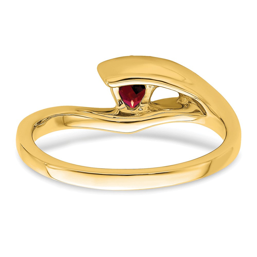 14K Gelbgold Ring mit Trillion-Granat und echten Diamanten