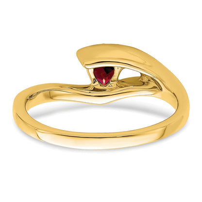 14K Gelbgold Ring mit Trillion-Granat und echten Diamanten