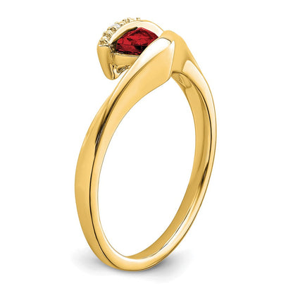 14K Gelbgold Ring mit Trillion-Granat und echten Diamanten