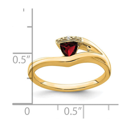 14K Gelbgold Ring mit Trillion-Granat und echten Diamanten