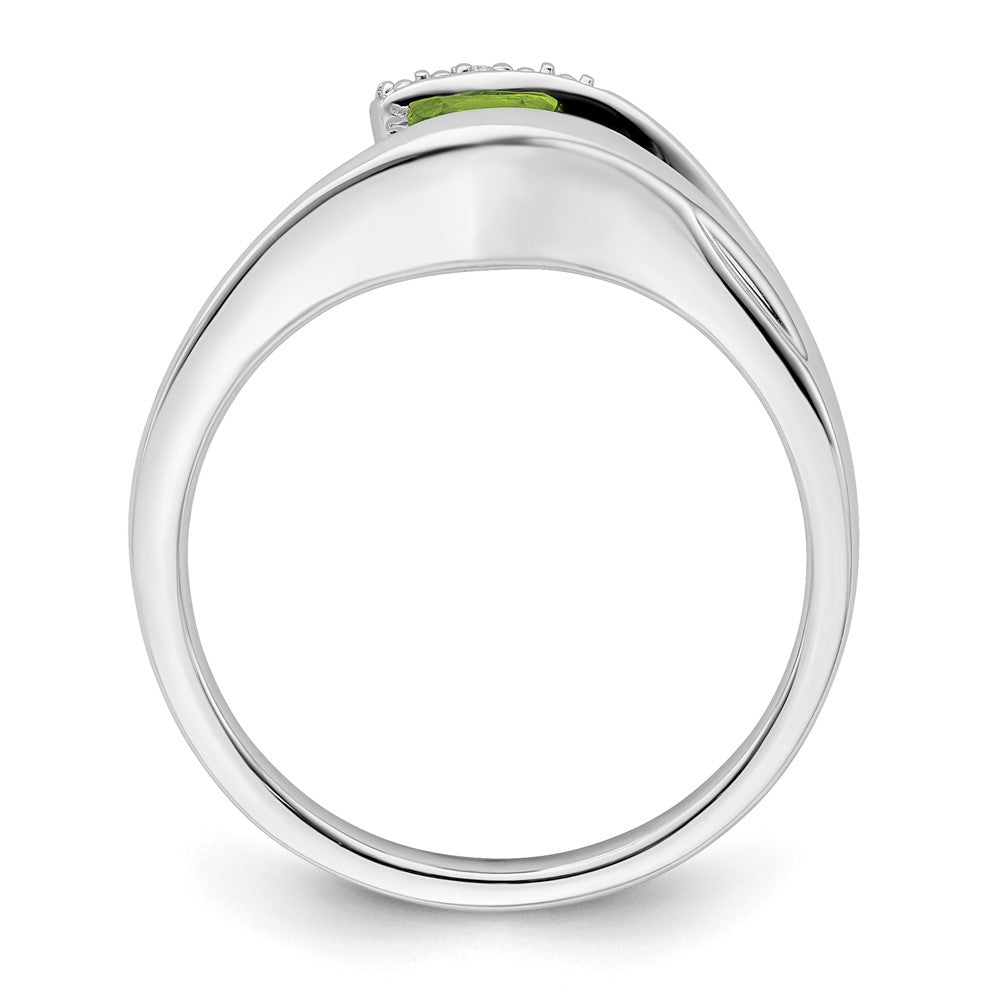 14K Weißgold Ring mit Trillion-Peridot und echten Diamanten