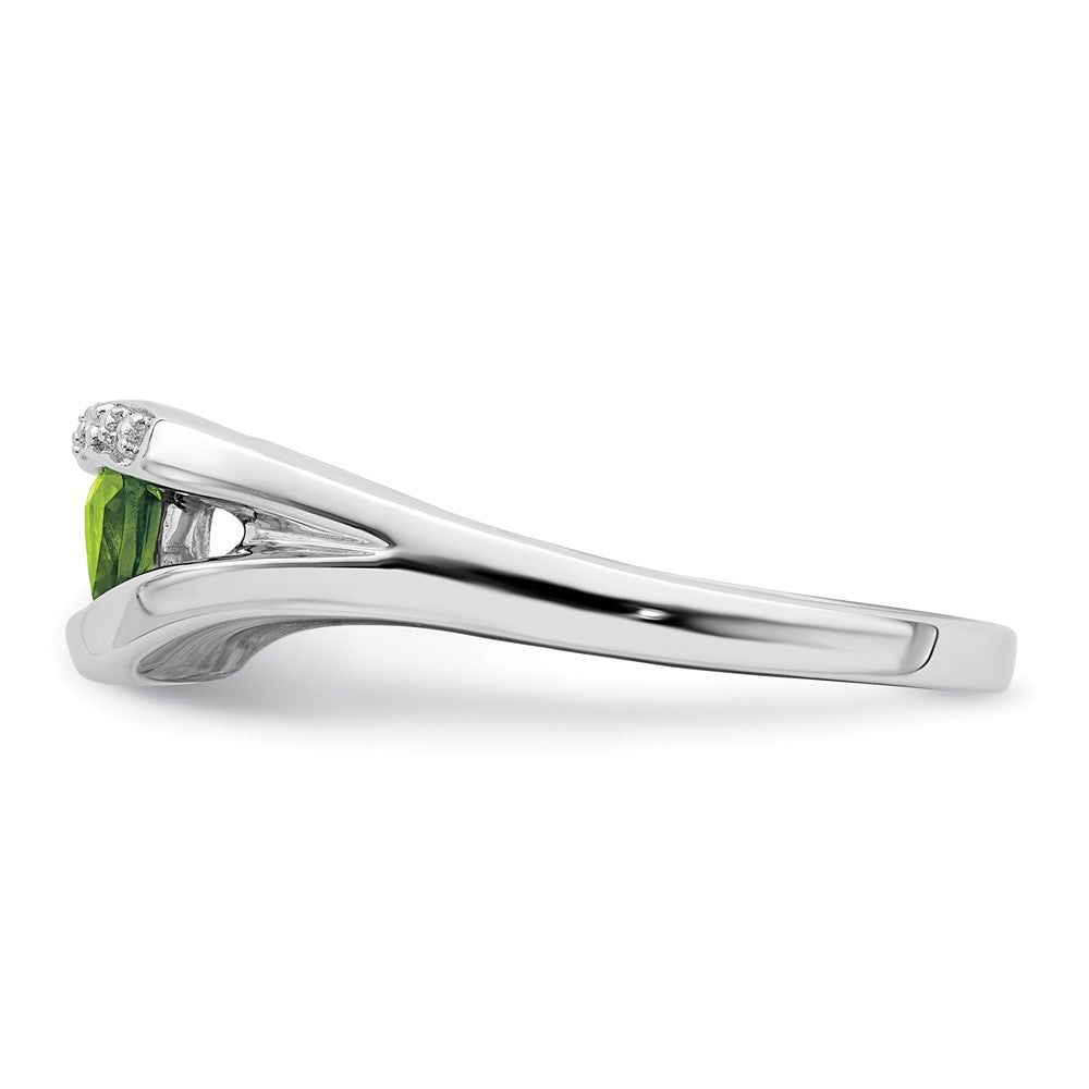14K Weißgold Ring mit Trillion-Peridot und echten Diamanten