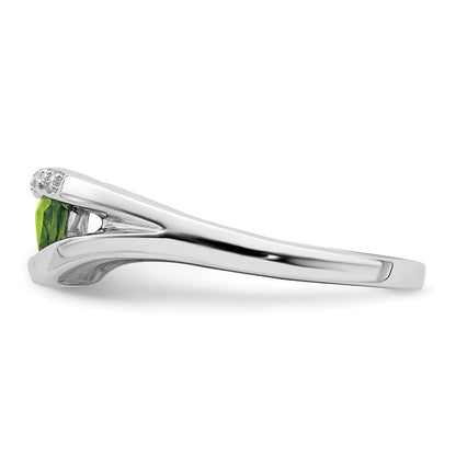 14K Weißgold Ring mit Trillion-Peridot und echten Diamanten