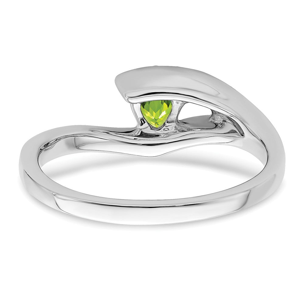 14K Weißgold Ring mit Trillion-Peridot und echten Diamanten