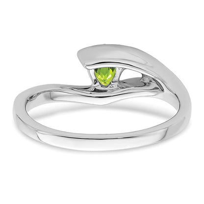 14K Weißgold Ring mit Trillion-Peridot und echten Diamanten