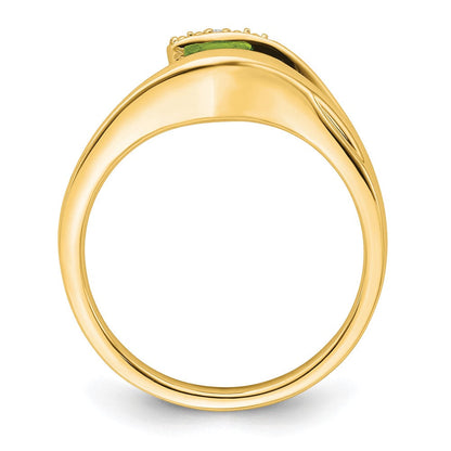 14K Gelbgold Ring mit Trillion-Peridot und echten Diamanten