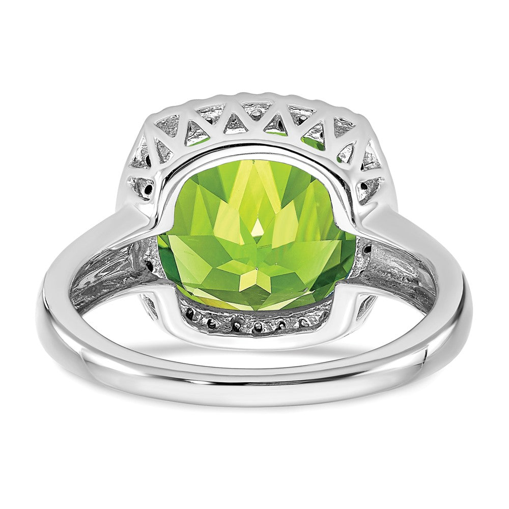 14K Weißgold Ring mit Peridot und echten Diamanten
