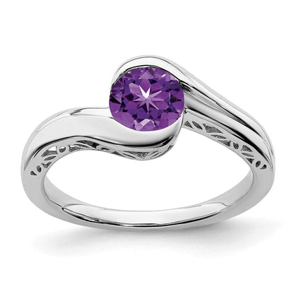 10K Weißgold Amethyst Bypass Ring