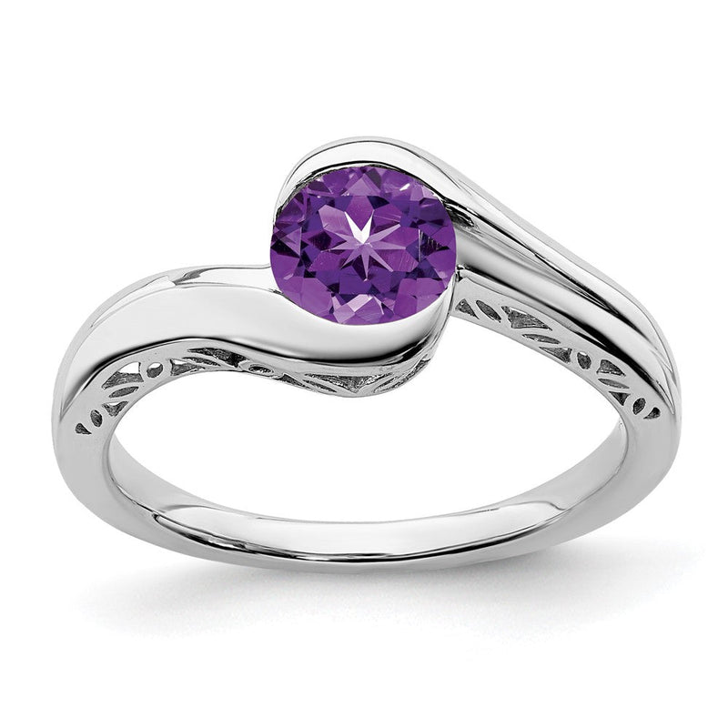 10K Weißgold Amethyst Bypass Ring