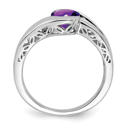 14K Weißgold Amethyst-Bypass-Ring