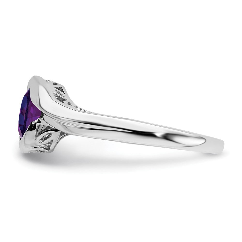 14K Weißgold Amethyst-Bypass-Ring