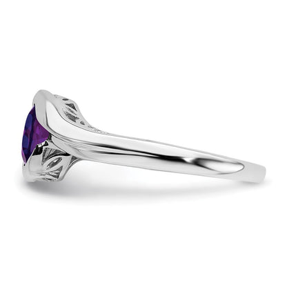 14K Weißgold Amethyst-Bypass-Ring