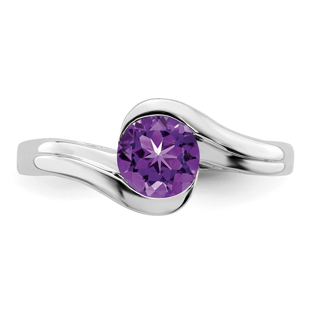 14K Weißgold Amethyst-Bypass-Ring