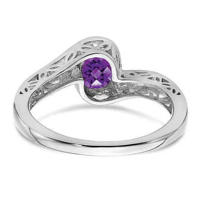14K Weißgold Amethyst-Bypass-Ring