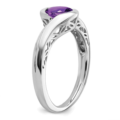 14K Weißgold Amethyst-Bypass-Ring